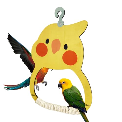 Vogelschaukel Spielzeug - Vogelkäfig Schaukel Spielzeug für Sittiche - Holz Sitzstange Exerciser Haustier Tiere Lebensraum Dekoration für Fensterbank Hof Balkon Spielplatz Garten von Generisch