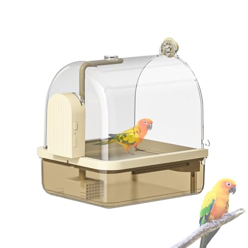 Vogeltränke Käfig - Vogeltränke mit klarer Sicht | Auslaufsichere Duschbadewanne | Sittichbad mit Pumpe | Automatische kaufeste Duschwanne Sitzstange Ständer 2 Modi für Indoor Voliere Zucht Reiseshow von Generisch