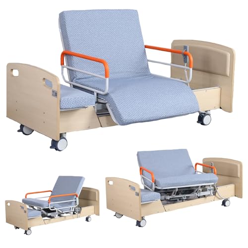 Vollelektrische Krankenhausbetten mit 3 Funktionen, medizinische Betten mit Rotationsfunktion, bewegliche Pflegehilfe mit leisen Rädern bis zu 530 Pfund (205 x 100 x 40 cm) von Generic