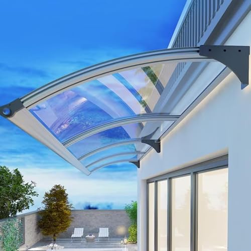 Vordach Haustürvordach Türeingang, Überdachung Pultvordach Polycarbonatabdeckung, Türdach Pultbogenvordach mit Aluminiumhalterung und Spüle, Türvordach von Generisch