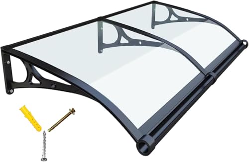 Vordach Haustürvordach Türeingang, Überdachung Pultvordach Polycarbonatabdeckung, Türdach Pultbogenvordach mit Aluminiumhalterung und Spüle, Türvordach von Generisch