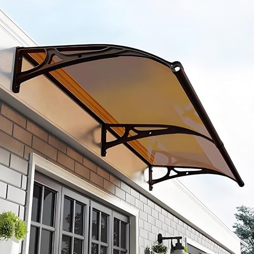 Vordach Markise Wasserdicht 100x150cm Outdoor Sonnenschutz für Eingang & Terrasse Braun Schattensegel für Türen & Fenster UV-Beständiger Unterstand von Generisch