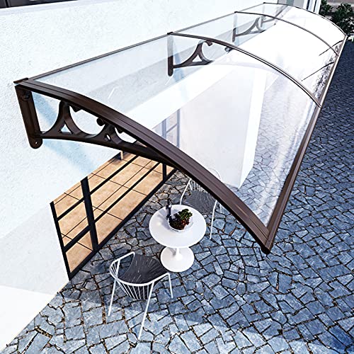 Vordach Transparent Polycarbonat für Tür Veranda Terrasse - Wasserdicht Regenfest Gebogene Abdeckung, Außenbereich (80x340cm) - Dauerhafter Schutz von Generisch