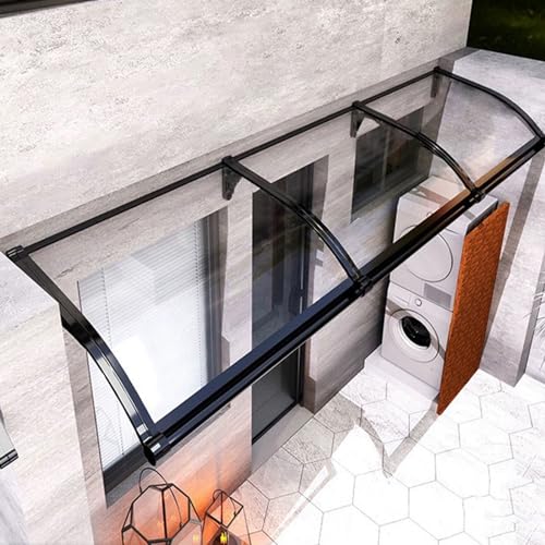 Vordach Transparent Vordach Markise Haustür UV-Schutz Polycarbonat Regenschutz Benutzerdefiniert Outdoor Balkon Schatten Rasenmäher Dach (80x280cm/32x110) von Generisch