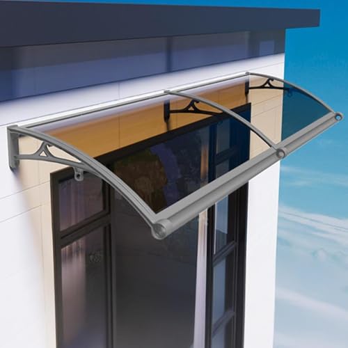 Vordach für den Außenbereich, Polycarbonat-Dach mit integrierter Dachrinne, für Türen, Fenster & Terrassen, UV-Schutz regen- und schneebeständig (A 50x120cm/19x47) von Generisch