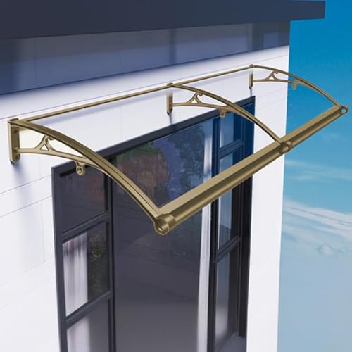 Vordach für den Außenbereich, Polycarbonat-Dachschutz mit integrierter Dachrinne für Tür, Fenster & Veranda, UV-Schutz, regen- und schneebeständig (E 50x160cm/19x63) von Generisch