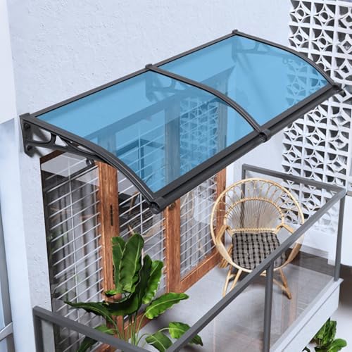 Vordach für die hintere Veranda gebogen - wasserdichte blaue Überdachung für Fenster & Türen, UV- & Schneeschutz, Outdoor-Unterstand mit Drainagegraben, 120 cm x Vordach für die hintere Veranda gebogen - wasserdichte blaue Überdachung für Fenster & Türen, UV- & Schneeschutz, Outdoor-Unterstand mit Drainagegraben, 120 cm x von Generisch
