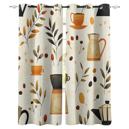 Vorhänge Blickdicht B120xH140 cm 3D Mode Kaffee Teekanne Blätter Muster Hitzeschutz Gardinen Verdunkelung Vorhang mit Ösen Polyester Schiebevorhänge für Schlafzimmer Wohnzimmer Kinderzimmer Deko Vorhänge Blickdicht B120xH140 cm 3D Mode Kaffee Teekanne Blätter Muster Hitzeschutz Gardinen Verdunkelung Vorhang mit Ösen Polyester Schiebevorhänge für Schlafzimmer Wohnzimmer Kinderzimmer Deko von Generisch
