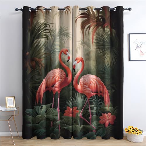 Vorhänge Flamingo Muster - Tropische Rosa Vogel Fenster Gardinen mit Ösen, Vorhang Blickdicht Verdunklungsvorhänge Thermovorhang für Wohnzimmer Schlafzimmer Deko 2er Set, H 166 x B 75 cm C-#35 Vorhänge Flamingo Muster - Tropische Rosa Vogel Fenster Gardinen mit Ösen, Vorhang Blickdicht Verdunklungsvorhänge Thermovorhang für Wohnzimmer Schlafzimmer Deko 2er Set, H 166 x B 75 cm C-#35 von Generisch