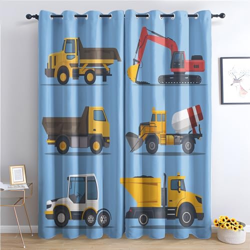 Vorhänge Konstruktion - Kinder Jungen Cartoon Fenster Gardinen mit Ösen, Vorhang Blickdicht Verdunklungsvorhänge Thermovorhang für Wohnzimmer Schlafzimmer Deko 2er Set, H 220 x B 140 cm X-&195 von Generisch