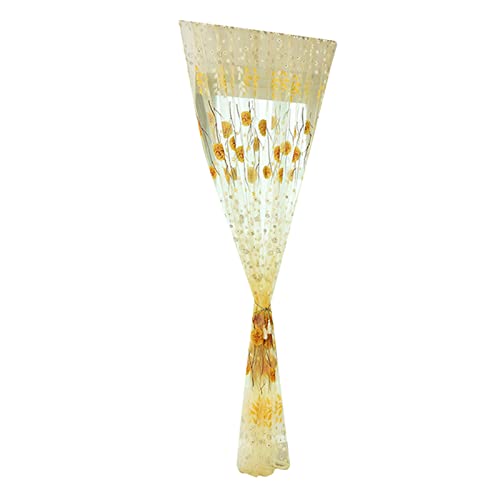 Vorhang Kräuselband Transparent Set Cluster Tüll Vorhang Tüll Maßwerk Voile Drapierung Polyestergewebe Gardinenset (Yellow, One Size) von Generisch