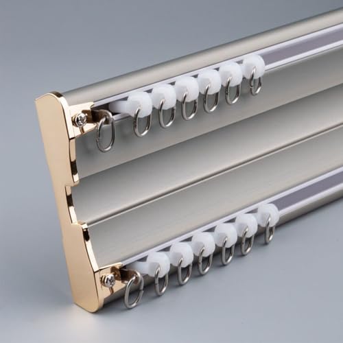 Vorhangschiene, robuste Aluminium-Doppel-Deckenschiene für Wohnzimmer, Badezimmer, Schlafzimmer, anpassbar, 1–5 m Deckenschienen-Set Vorhangschiene, robuste Aluminium-Doppel-Deckenschiene für Wohnzimmer, Badezimmer, Schlafzimmer, anpassbar, 1–5 m Deckenschienen-Set von Generisch