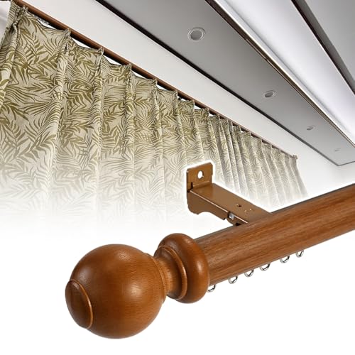 Vorhangschiene Stille Gardinenstange System Holz-Finish Metall Wandschiene für Vorhänge Gerade Schienen mit rundem Endstück 1-8M Lang Vorhangschiene Stille Gardinenstange System Holz-Finish Metall Wandschiene für Vorhänge Gerade Schienen mit rundem Endstück 1-8M Lang von Generisch