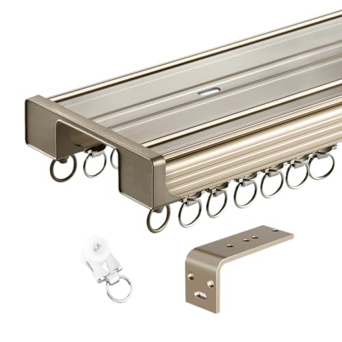 Vorhangschiene für Decken- oder Wandmontage, Aluminiumlegierung, Doppelschiene, ideal für Raumteiler und Raumteiler von Generisch