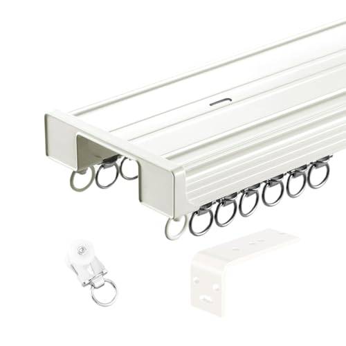 Vorhangschiene für Decken- oder Wandmontage, Aluminiumlegierung, Doppelschiene, ideal für Raumteiler und Raumteiler von Generisch