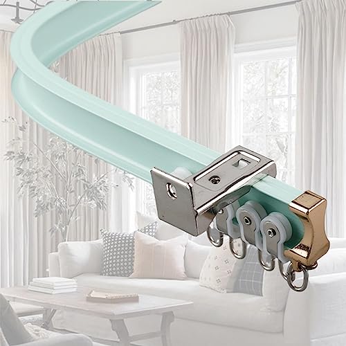 Vorhangschiene zur Wandmontage, biegbar, weiche Legierung, gebogene Stange für Balkon, Dusche, Raumteiler und Erkerfenster, grüne Deckenvorhangstange, einfache Installation und flexibel von Generisch