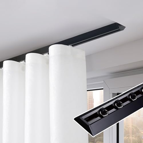 Vorhangschienen-Set - Moderne dekorative Einzelläufe mit Haken, leichte Gardinenstangenhalterung für Raumsicht-Trenner, leiser Betrieb Vorhangschienen-Set - Moderne dekorative Einzelläufe mit Haken, leichte Gardinenstangenhalterung für Raumsicht-Trenner, leiser Betrieb von Generisch