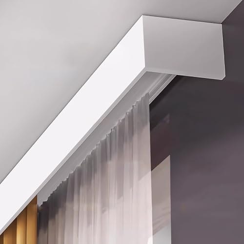 Vorhangschienen-Set mit Boxen und Volant, Metall Doppelspur-Raumteiler für Wand oder Decke, Verdunkelungslösung für Fenster von Generisch