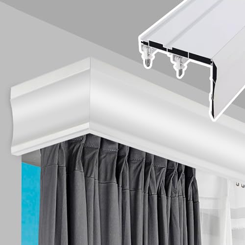 Vorhangschienensystem aus Metall mit Querbehang und Doppelschienen für elegante Fensterdekoration von Generisch