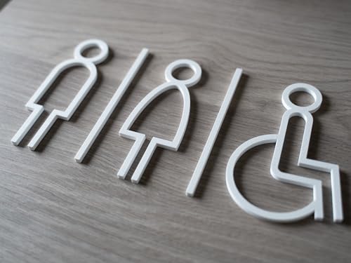 WC Schild elegant M/W/Barrierefrei (Set M/W + Rollstuhlsymbol weiß) von Generisch