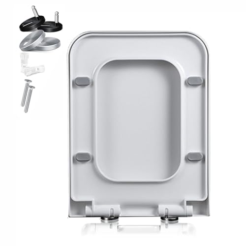 WC-Sitz, Absenkautomatik, quadratisch, mit Schnellverschluss, verstellbare obere Befestigungsscharniere, einfache Installation, rechteckiges Design von Generisch