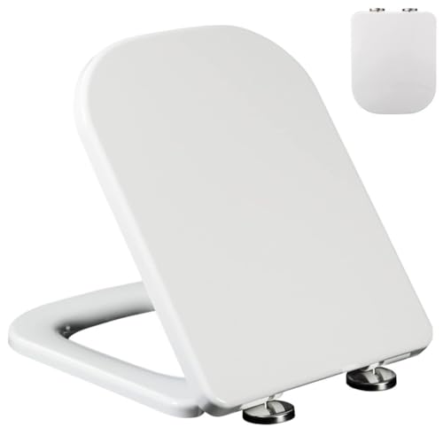 WC-Sitz, Absenkautomatik, quadratisches Design, Schnellverschluss, verstellbare Scharniere, leicht zu reinigen, PP-Kunststoff WC-Sitz, Absenkautomatik, quadratisches Design, Schnellverschluss, verstellbare Scharniere, leicht zu reinigen, PP-Kunststoff von Generisch