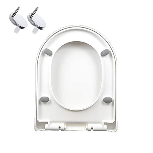 WC-Sitz, D-Form, WC-Sitz mit Absenkautomatik, Weiß mit Schnellverschluss, Kunststoff-Toilettendeckel mit verstellbaren Scharnieren, für einfache Reinigung, 9013 WC-Sitz, D-Form, WC-Sitz mit Absenkautomatik, Weiß mit Schnellverschluss, Kunststoff-Toilettendeckel mit verstellbaren Scharnieren, für einfache Reinigung, 9013 von Generisch