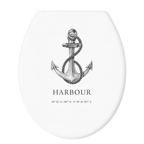 WC-Sitz Duroplast mit Aufdruck Farbe: Ivory-Weiß mit Anthrazit farbigem Aufdruck, Absenkautomatik, Universelle Passform WC-Sitz Duroplast mit Aufdruck Farbe: Ivory-Weiß mit Anthrazit farbigem Aufdruck, Absenkautomatik, Universelle Passform von Generisch