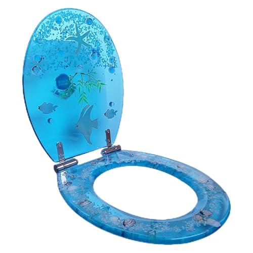 WC-Sitz aus Kunstharz, leise, langsam, Absenkautomatik, strapazierfähig, mit 3D-Tropenfisch-Effekten und Schnellverschluss-Scharnieren WC-Sitz aus Kunstharz, leise, langsam, Absenkautomatik, strapazierfähig, mit 3D-Tropenfisch-Effekten und Schnellverschluss-Scharnieren von Generisch