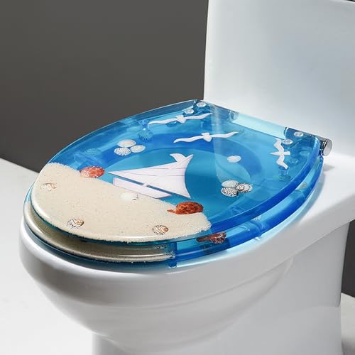WC-Sitz aus transparentem Kunstharz, modern, rund, Ozean-Serie für Badezimmer-Dekor WC-Sitz aus transparentem Kunstharz, modern, rund, Ozean-Serie für Badezimmer-Dekor von Generisch
