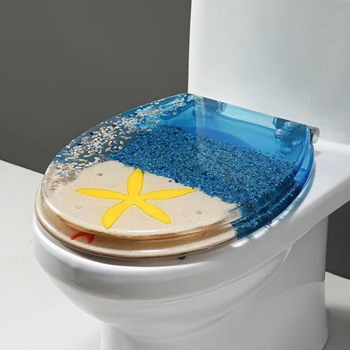 WC-Sitz aus transparentem Kunstharz, zeitgenössischer Stil, halbgeschlossene Toilette, 42 x 36 cm, Ocean Serie WC-Sitz aus transparentem Kunstharz, zeitgenössischer Stil, halbgeschlossene Toilette, 42 x 36 cm, Ocean Serie von Generisch