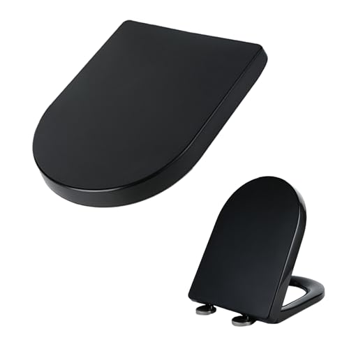 WC-Sitz mit Absenkautomatik, D-Form, Befestigung oben, Schnellverschluss für einfache Reinigung, langlebiges PP-Material WC-Sitz mit Absenkautomatik, D-Form, Befestigung oben, Schnellverschluss für einfache Reinigung, langlebiges PP-Material von Generisch