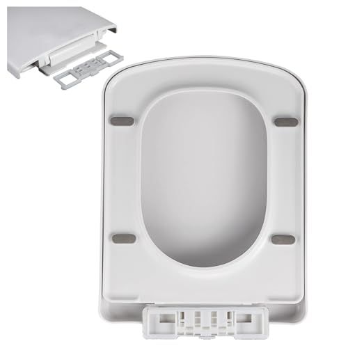 WC-Sitz mit Absenkautomatik, Schnellentriegelung, mit verstellbaren Scharnieren, einfache Installation, rechteckiges Design, weiße Oberfläche WC-Sitz mit Absenkautomatik, Schnellentriegelung, mit verstellbaren Scharnieren, einfache Installation, rechteckiges Design, weiße Oberfläche von Generisch