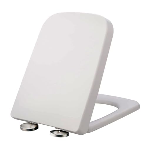 WC-Sitz mit Absenkautomatik, Schnellverschluss-Scharniere, PP-Kunststoff, leicht zu reinigen, rechteckige Form, verstellbares Design, ideal für Standard-WCs WC-Sitz mit Absenkautomatik, Schnellverschluss-Scharniere, PP-Kunststoff, leicht zu reinigen, rechteckige Form, verstellbares Design, ideal für Standard-WCs von Generisch