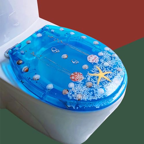 WC-Sitz mit Absenkautomatik, WC-Sitz aus Kunstharz, Schnellentriegelung, transparentes Harz, WC-Sitz, Toilettensitz, Toilettensitz, verstellbare Scharniere, Ozean-Serie, Kratzen WC-Sitz mit Absenkautomatik, WC-Sitz aus Kunstharz, Schnellentriegelung, transparentes Harz, WC-Sitz, Toilettensitz, Toilettensitz, verstellbare Scharniere, Ozean-Serie, Kratzen von Generisch