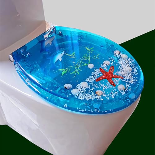 WC-Sitz mit Absenkautomatik, langlebige Harzkonstruktion mit starker Tragfähigkeit, ideal für Toiletten mit halbem Pack WC-Sitz mit Absenkautomatik, langlebige Harzkonstruktion mit starker Tragfähigkeit, ideal für Toiletten mit halbem Pack von Generisch