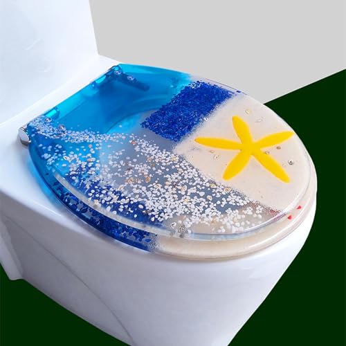 WC-Sitz mit Absenkautomatik, langlebige Harzkonstruktion mit starker Tragfähigkeit, ideal für Toiletten mit halbem Pack WC-Sitz mit Absenkautomatik, langlebige Harzkonstruktion mit starker Tragfähigkeit, ideal für Toiletten mit halbem Pack von Generisch