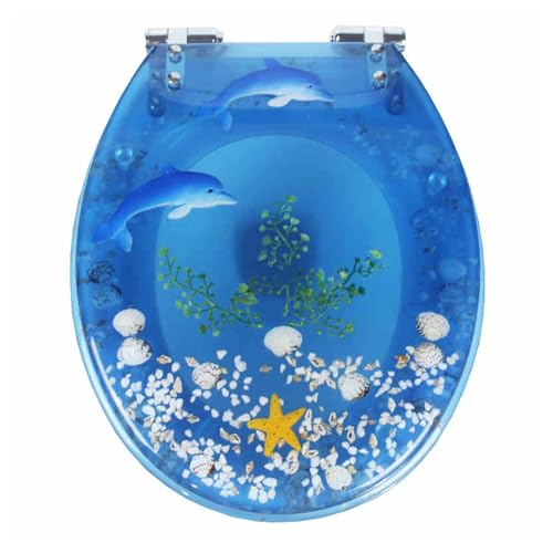 WC-Sitz mit Absenkautomatik, transparentes Harz für U-V-O-Toiletten, mehrfarbig, 33–39 x 42–49 cm, 1 Stück WC-Sitz mit Absenkautomatik, transparentes Harz für U-V-O-Toiletten, mehrfarbig, 33–39 x 42–49 cm, 1 Stück von Generisch