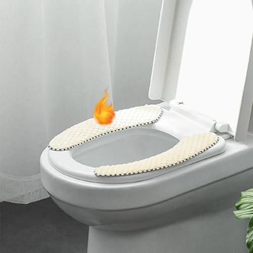 WC Sitz warm, Toilettensitz wärmer, Toilettensitzbezug Elektrostatische Adsorption für Einfache Installation, Klobrillenbezug Waschbar, Wc Sitzwärmer Tuch für alle Toiletten (Beige) von Generisch