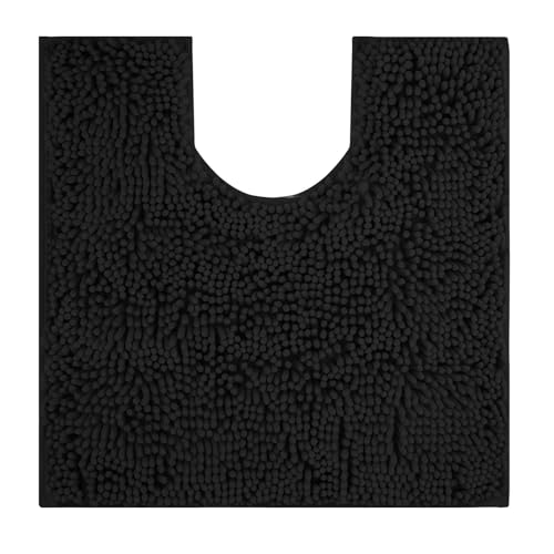 WC-Vorleger, U-förmig, super saugfähig, Chenille, Badezimmermatten, rutschfeste Unterseite, maschinenwaschbar, Badezimmer-Bodendekoration (schwarz) von Generisch