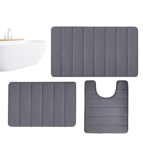 WC-Vorleger für den Boden – saugfähiges Badezimmerteppich-Set, rutschfeste Wassereinweichmatte, weicher Komfort, waschbar, Eingangsteppich für Zuhause, Fitnessstudios, Salons, Spas, Hotels, Toiletten von Generisch