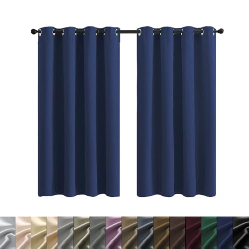 Wärmeisolierte Verdunkelungsvorhänge, 160 x 50 cm, hitze- und kältebeständig, einfarbig, Raumverdunkelungsvorhänge mit schwarzem Futter, für Schlafzimmer und Wohnzimmer, Dunkelblau Wärmeisolierte Verdunkelungsvorhänge, 160 x 50 cm, hitze- und kältebeständig, einfarbig, Raumverdunkelungsvorhänge mit schwarzem Futter, für Schlafzimmer und Wohnzimmer, Dunkelblau von Generisch