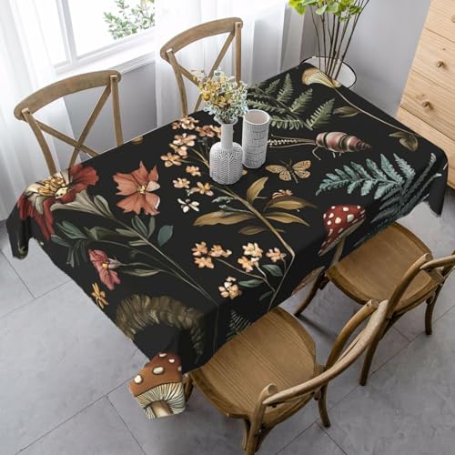 Waldpilz-Tischdecke, rechteckig, 140 x 90 cm, Blumenmuster, Tischdecke für Esstisch, knitterfrei, Tischdecke für Zuhause, Innen- und Außenbereich, Party-Dekoration von Generisch