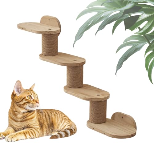 Wall Cat Shelves, Wall-Mounted Cat Step Stand, Floating Ladder Climber Station, Compact Kitten Indoor Playground, Ideal for Bookshelf, Ceiling, Windowsill and Scratching Exercise von Generisch