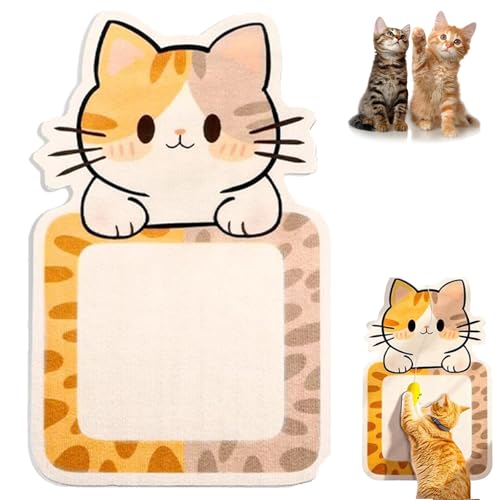 Wall Mounted Cat Scratcher, Cute Self-Adhesive Cat Scratch Mats with a Cat Toy, Trimmable Cats Scratch Mats, with Adhesive Backing for Wall, Door, Sofa (Color A) von Generisch