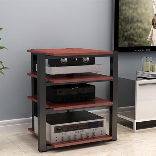 Walnut AV Media Stand - Audio-Visual Regal Schrank Stereo Rack Tower Plattenspieler Konsole Gaming Medienkonsole Kleines Entertainment Center Modernes Design von Generisch