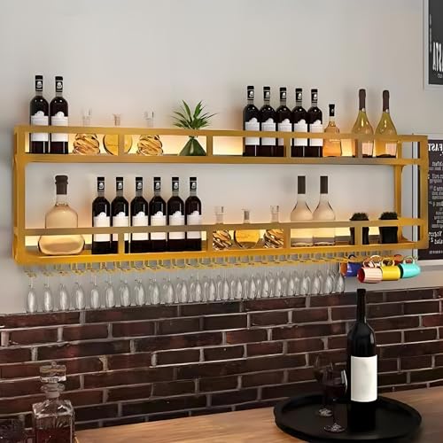 Wand-Weinregal aus Metall, Weinflaschenhalter, Likörregale mit Glashalter, ideal für Küche, Bar, Weinkeller, Speisekammer, stilvolle Weinaufbewahrungslösung Wand-Weinregal aus Metall, Weinflaschenhalter, Likörregale mit Glashalter, ideal für Küche, Bar, Weinkeller, Speisekammer, stilvolle Weinaufbewahrungslösung von Generisch