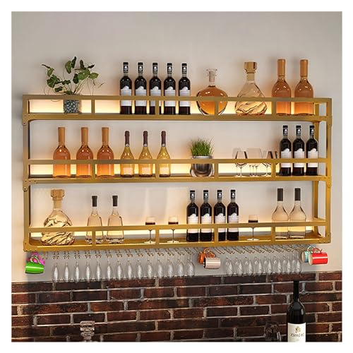 Wand-Weinregal mit Glashalter - Große Kapazität Lagerung für Hausbar, Küche, Esszimmer - Platzsparendes Eckregal Wand-Weinregal mit Glashalter - Große Kapazität Lagerung für Hausbar, Küche, Esszimmer - Platzsparendes Eckregal von Generisch