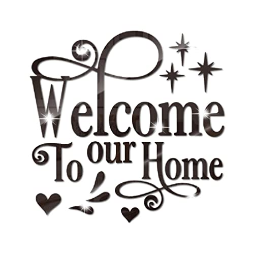 Wandaufkleber "Welcome to Our Home", Buchstabenschilder, DIY-Spiegel-Wandaufkleber, Acryl-Spiegel-Tapeten, Kunstwandbilder, Dekorationen, Wandaufkleber von Generisch