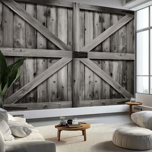 Wandbild Hölzernes Scheunentor Fototapete, Landhausstil Tapeten Wandtapete, 400 x 280 cm (B x H) Wanddeko Tapete Design Wand Dekoration Vliestapete Wohnzimmer Schlafzimmer Büro von Generisch